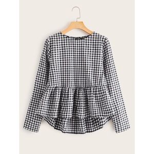Gingham print peplum top